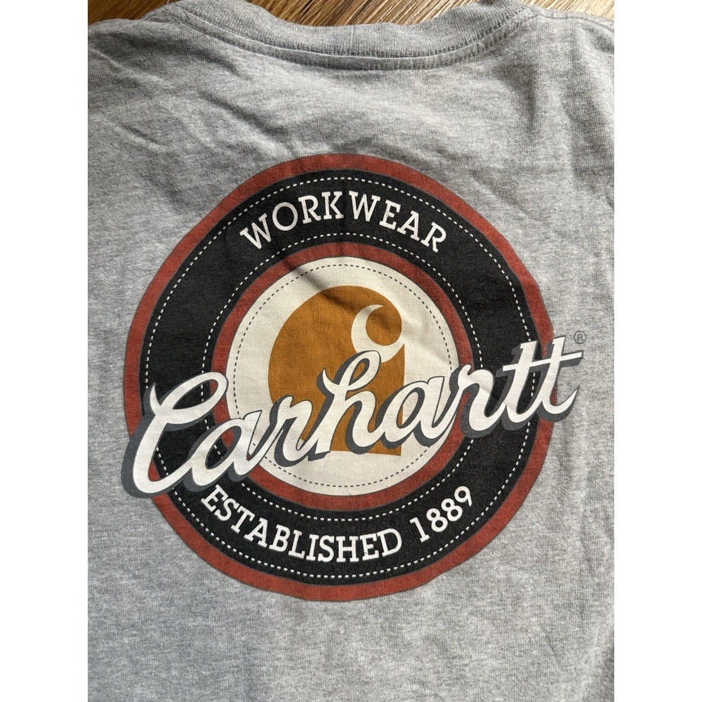 Carhartt Shirt Mens XL Work-Dry Gray Workwear Logo Short Sleeve - Picture 4 of 5